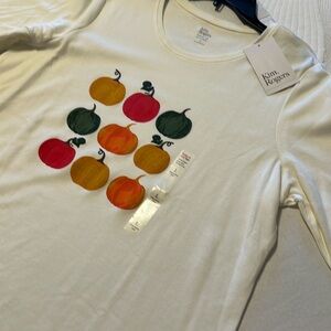 Ladies long sleeve fall pumpkin shirt Sz L NWT by Kim Rogers